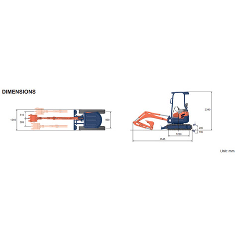 MINI EXCAVATOR 1.7T ZERO SWING - code:200005_04
